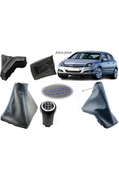 Vts Körük For Opel Astra H Gear Shift Gaiter+Hand Brake Gaiter+Gear Shift Knob 5 Forward Holes Leather Black Stitching