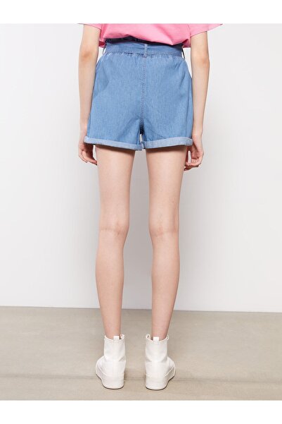 LC Waikiki Dámské džínové šortky Paperbag s plochou kapsou a vysokým pasem