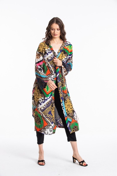 Pitti Green Black Kimono - Mixed Pattern, Women's, 60350