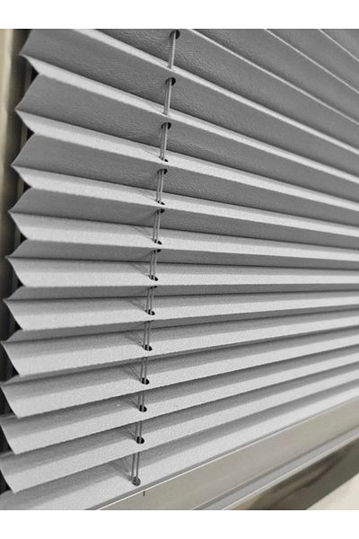 yağmur zebra Foldable Glass Balcony Curtain Home-Office Curtain (Light Gray)