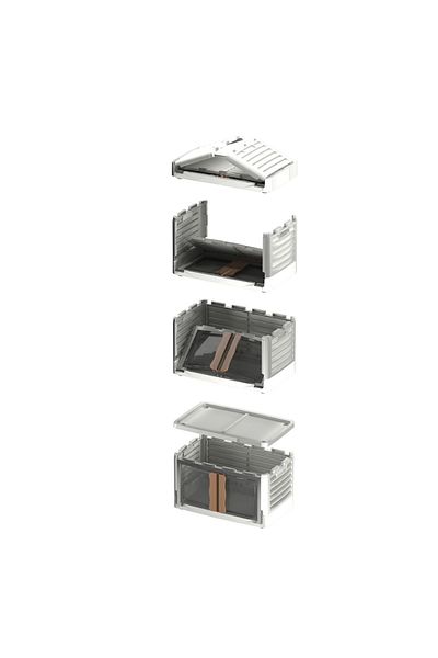 broloys Hi-box 4-Piece Foldable Stackable Multi-Purpose Organizer Storage Box Plastic