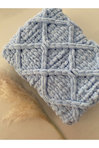 ÖRGÜCÜ DESİGN Puffy Mavi bebek Battaniyesi