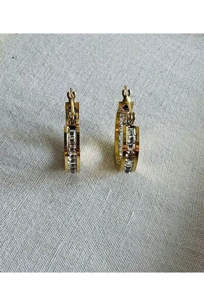 SEZİNİN TAKI DÜKKANI Çelik içi dışı zirkon taşlı küpe