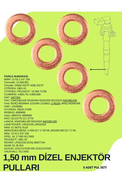 NAR UZMAN X5 1,50 mm DİZEL ENJEKTÖR PUL UYUMLU