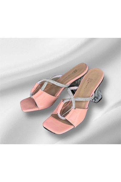 Serra Γυναικείες παντόφλες με τακούνι Lilac and Powder Transparent - Trend