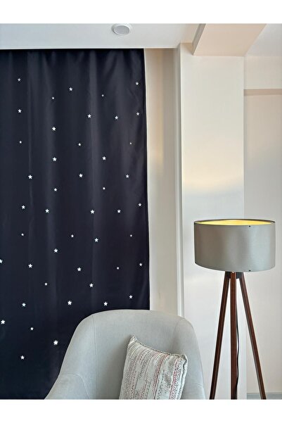 Star Yıldızlı Fon Perde (TÜLSÜZ) gri
