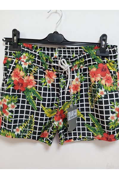 AKŞEN GİYİM Pantaloni scurți de baie pentru femei cu imprimeu - două buzunare laterale Adept, uscare rapidă