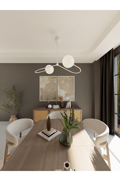 avizade Renkli Camlarla 2'li Avize Seti - Füme, Bal ve Beyaz Seçenekleri