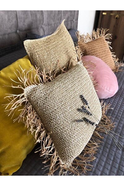 Veneris Home Dekoratif Kırlent Bohem Koltuk Yastığı Hasır Iç Dolgulu Kırlent
