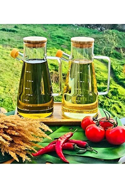 Paçi وعاء زيت للموسم الجديد من ماسترشيف 900 مل وعاء زيت زجاجي بوروسيليكات مع غطاء من الخيزران وعاء زيت رئيسي 2 قطعة