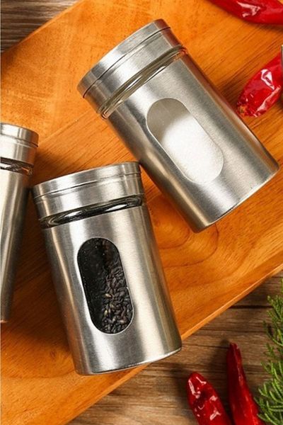 Rossel Premium 2-Piece Metal Coated Glass Salt-Pepper-Spice Container Bh-1333