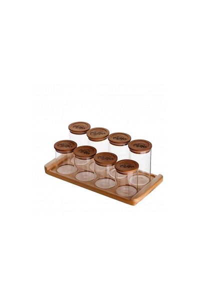 Rossel Premium وعاء توابل زجاجي بوروسيليكات 8 قطع BNS-1002
