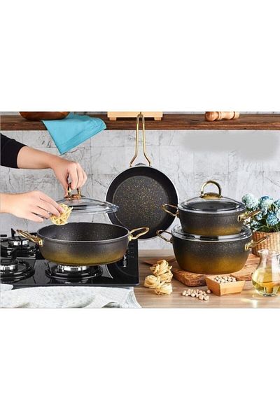 Kahramanlar Fiesta 7 Piece Cookware Set Gold 3070