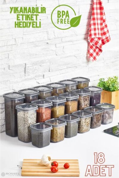 Rossel Premium Luxury Smoked 18-Piece Food Storage Container with Label Gift