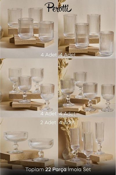 Rossel Premium Imola 22 Piece Glass Cup Set