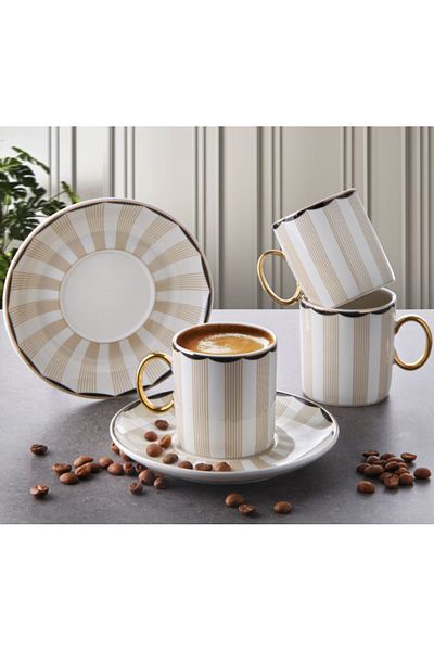GÖNÜL Gönül Porcelain 6-Piece Coffee Set-G4006
