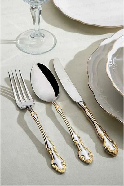 Nehir Adriana Gold Plain 36 Piece Large Family Set