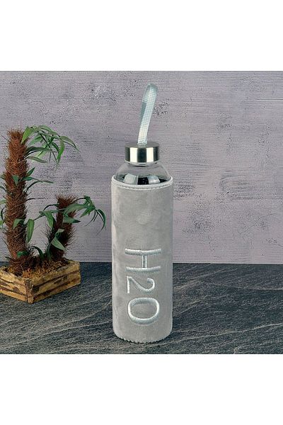 H2O Glass Flask with Plush Cover 600 Ml