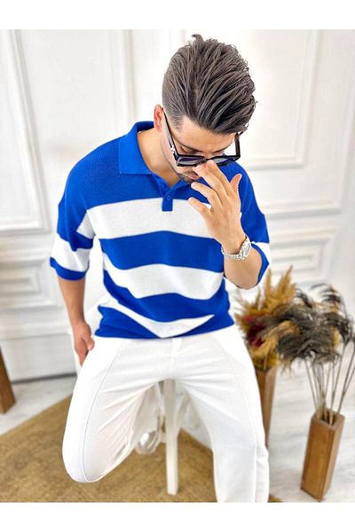 elkumoda Πλεκτό Τζέρσεϊ Oversize T-Shirt - Αναπνεύσιμο, δεν ιδρώνει, Polo Γιακάς Χαλαρό T-Shirt