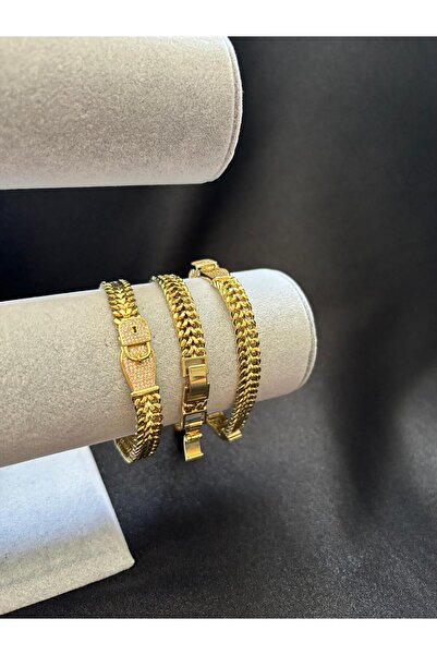 PRİDE COLLECTİON Kilit Taşlı 14k Kuyumcu İşçilikli Altın Kaplama Vip Bileklik