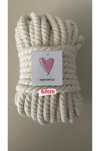 Makromİps Σχοινί Macrame 6 mm-10 μέτρα Βαμβακερό σχοινί Στριφτό Πλεκτό Σχοινί Χόμπι