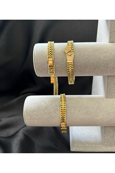 PRİDE COLLECTİON Kilit Taşlı 14k Kuyumcu İşçilikli Altın Kaplama Vip Bileklik