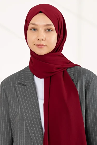 hijabchi Imported Medina Silk Shawl Soie De Medina Medinasilk Shawl Evening Dress Shawl - Claret Red