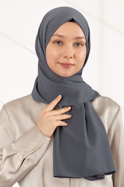 hijabchi Εισαγόμενο Μεταξωτό Σάλι Medine Soie De Medine Medinasilk Σάλι Βραδινό Φόρεμα - Καπνιστό