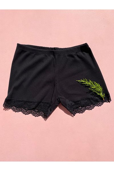 LEYNA BUTİK Pantaloni scurți din dantelă pentru femei, bumbac cu snur, 4 piese, verde-albastru-uscat trandafir-negru – chiloți
