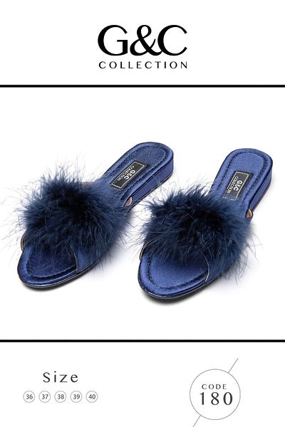 GC Γυναικείες νυφικές παντόφλες Navy Blue