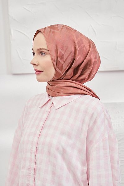 ARMANDA Italian Zigzag Pattern Silky Jacquard Shawl, Imported Shawl - Onion Shell