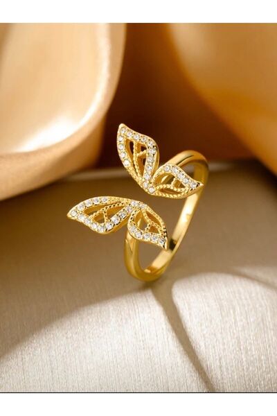 passion silver Kelebek 14 Ayar Altın Kaplama Kadın Yüzük