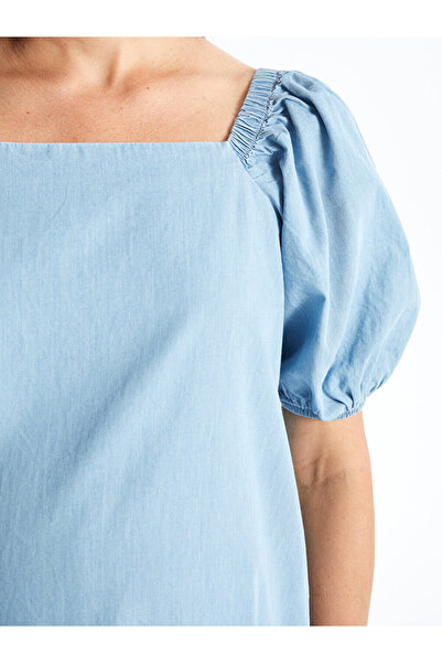 LC Waikiki LCW těhotenské džínové šaty - čtvercový výstřih a balónkové rukávy