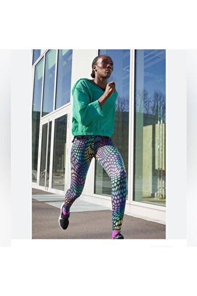 Nike Dri-Fit Run Division Printed Mid-Rise Running Renkli Kadın Tayt