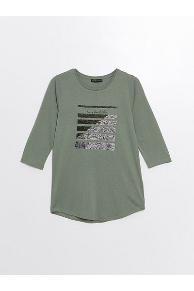 LC Waikiki Γυναικεία μπλούζα LCW - Crew Neck, Sequins με παγιέτες