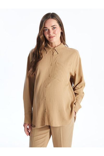 LC Waikiki Umstandsshirt aus Leinenmischung - einfarbig, lange Ärmel, LCW