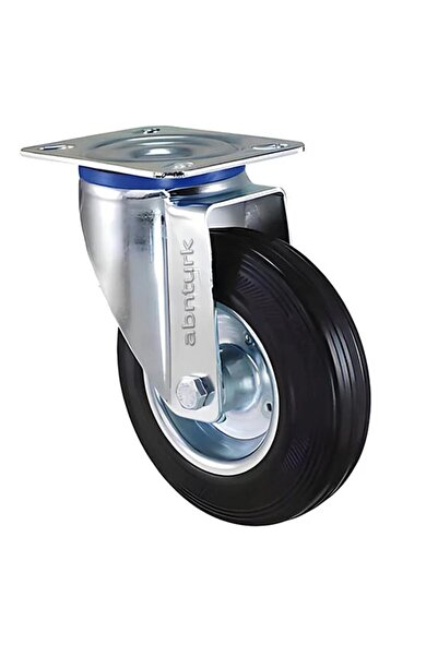 abnturk 80x30mm Araba Tekeri Çelik Jantlı Bilyalı Döner Tablalı Sanayi tipi Dolgu Çok Amaçlı Sağlam Tekerlek