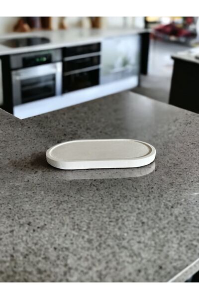 Fisun Home حامل خرساني أبيض (18 سم × 10 سم)، حامل وعاء الزيت، حامل العناصر ال...