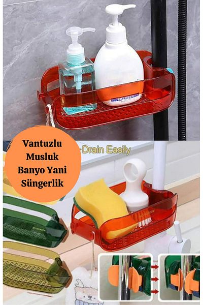 BRE HOME 11514 Model Practical Sink Sponge and Faucet Organizer - Eyve Dish Sponge, Bathroom Countertop Cloth