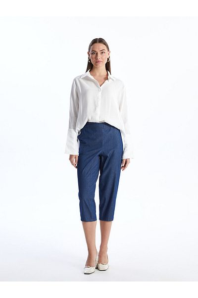 LC Waikiki LCW Femei Jean Capri - Croială dreaptă cu talie elastică
