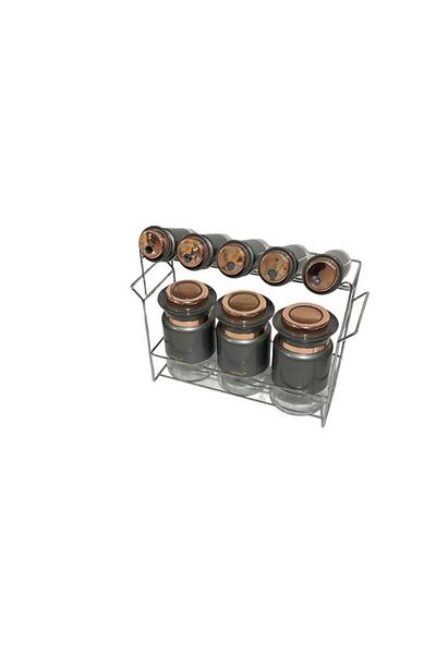 AROW Dritto 8-Piece Glass Spice Set with Stand Gray Tr-3759