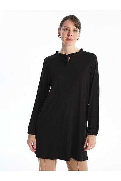 LC Waikiki LCW Damen-Tunika, einfarbig, mit Bindekragen