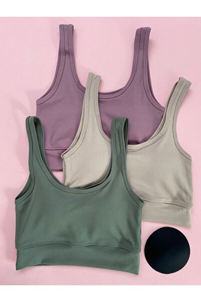 MODALİNOSA قميص داخلي نسائي من القماش المضلع - حزام سميك، وسادة، طقم مكون من ...