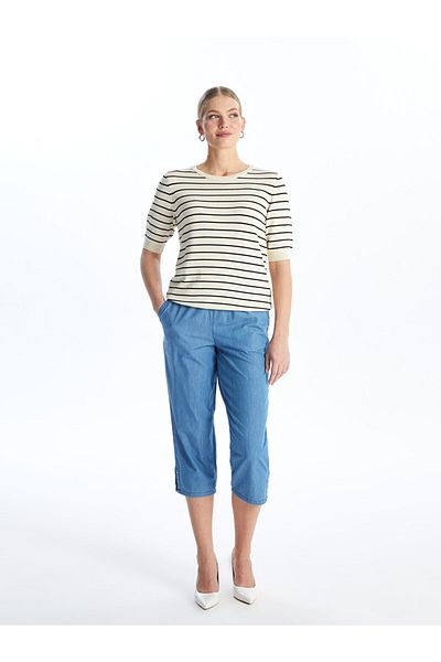 LC Waikiki LCW Femei Jean Capri - Croială dreaptă cu talie elastică
