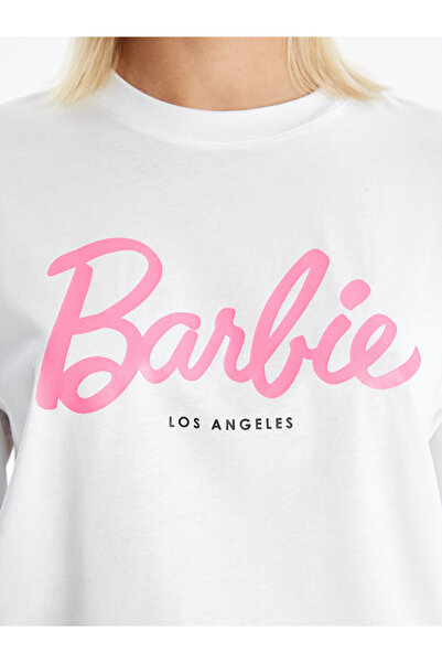 LC Waikiki LCW Oversize-T-Shirt für Damen – Rundhalsausschnitt, Barbie-Print, kurze Ärmel