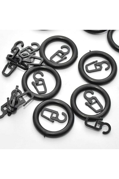 AR Rustic Curtain Ring and Clip Black Color - 10 Pieces