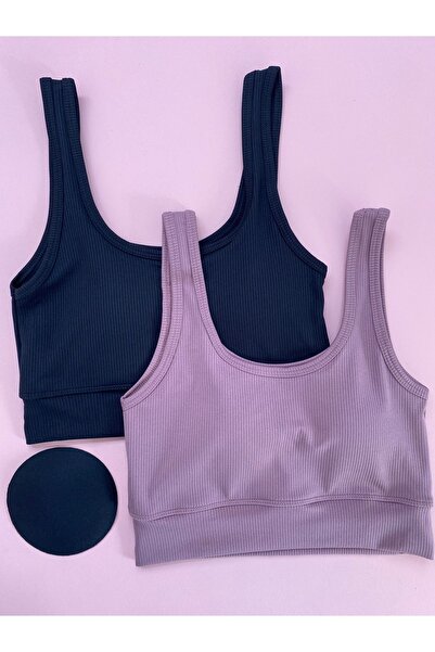 MODALİNOSA قميص داخلي نسائي من القماش المضلع - حزام سميك، وسادة، نصف قميص داخ...