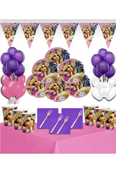 Yogi parti طقم حفلة عيد ميلاد رابونزيل 8 أشخاص