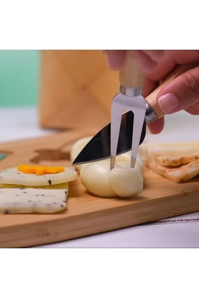 Naturalove Large Cheese and Treat Plate with Bamboo Serving Set 45 Cm