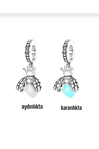 La'Vanti Desings Pırlantalı Karanlıkta Parlayan Ateş Böceği 925 Ayar Saf Gümüş Charm